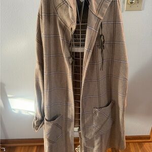 Simple Beige Checkered Women's Trench Coat